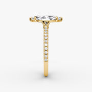 Marquise Cut - Pave Band - Classic Engagement Ring- 14 K Gold